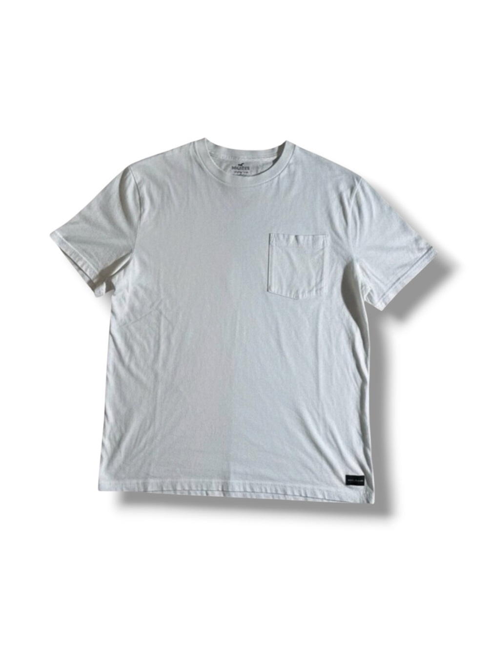 Mens Basic Cream Hollister‎ T-Shirt Short Sleeve Relaxed Fit (100% Cotton)